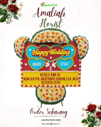 Karangan Papan Bunga Pernikahan di Prenggan
